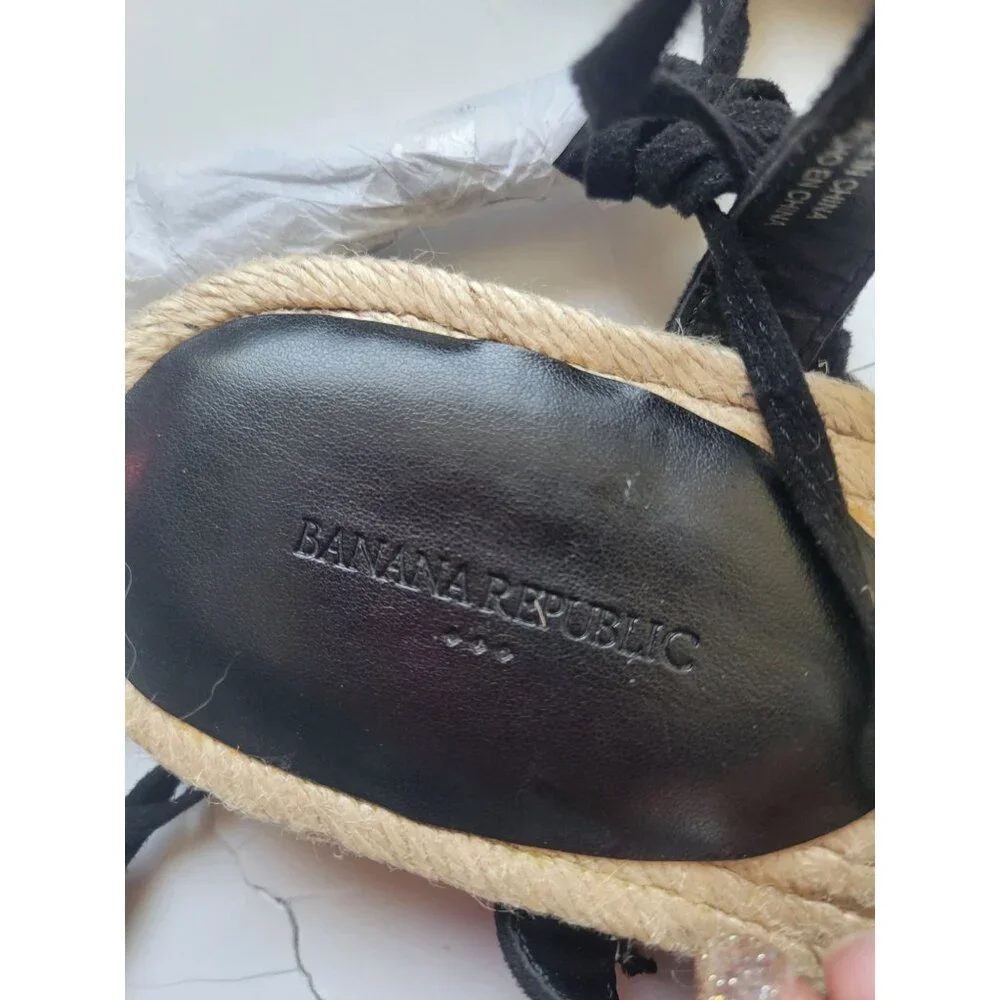 NWOT Banana Republic Leather Espadrille Gladiator Flat Sandals Size 10 Bohemian - Picture 4 of 7